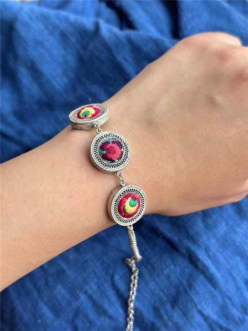 Miao Silver Ethnic Style Handmade Bracelet for Women #133