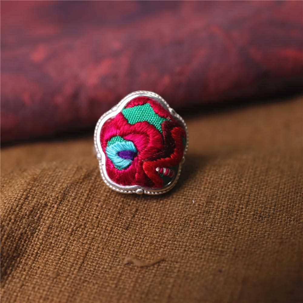 31-60 Miao Silver Ethnic Style Handmade Batik Ring #130