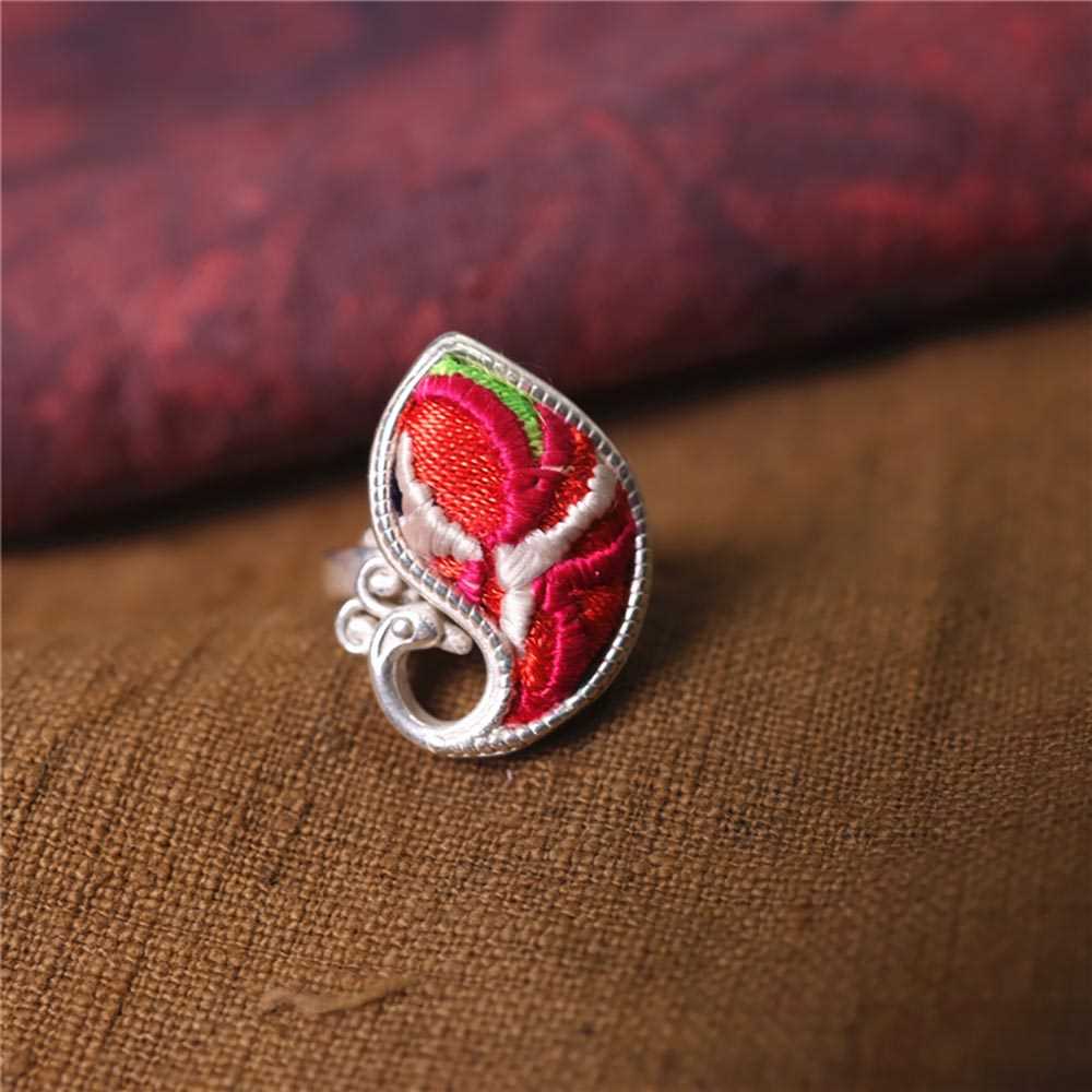 31-60 Miao Silver Ethnic Style Handmade Batik Ring #130