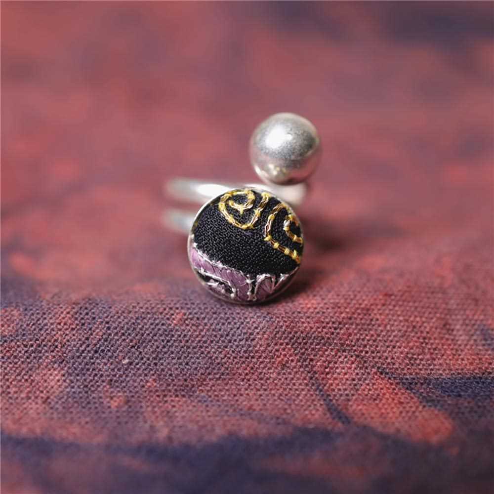 31-60 Miao Silver Ethnic Style Handmade Batik Ring #130