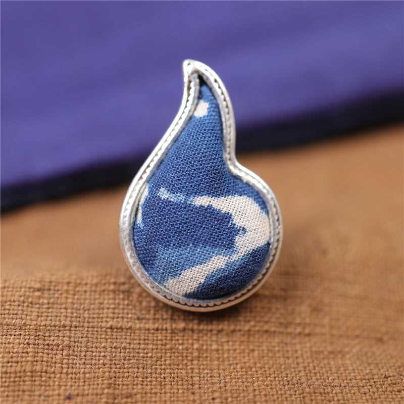 indigo dye 51-70 Miao Silver Indigo Dye Ethnic Style Handmade Batik Ring #129