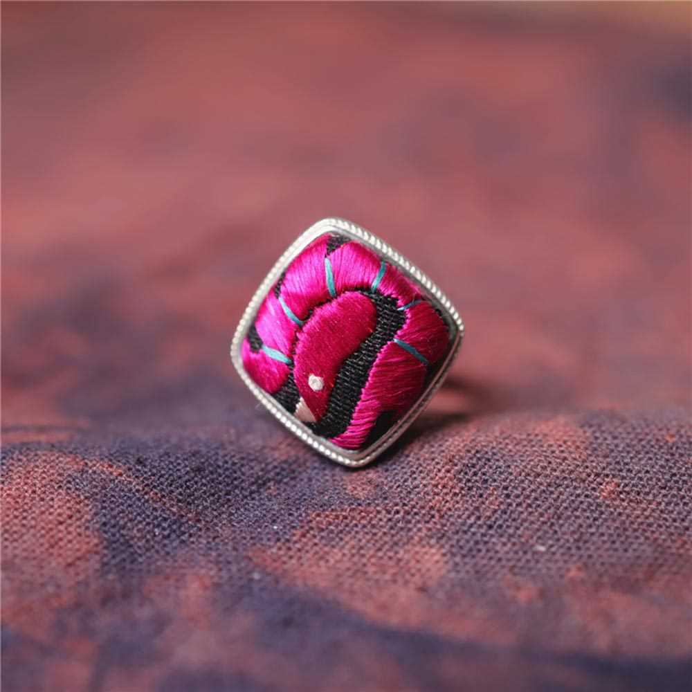 31-60 Miao Silver Ethnic Style Handmade Batik Ring #130