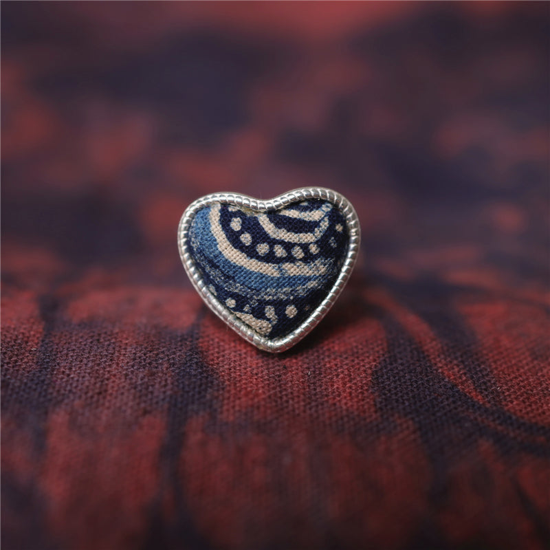 indigo dye 51-70 Miao Silver Indigo Dye Ethnic Style Handmade Batik Ring #129