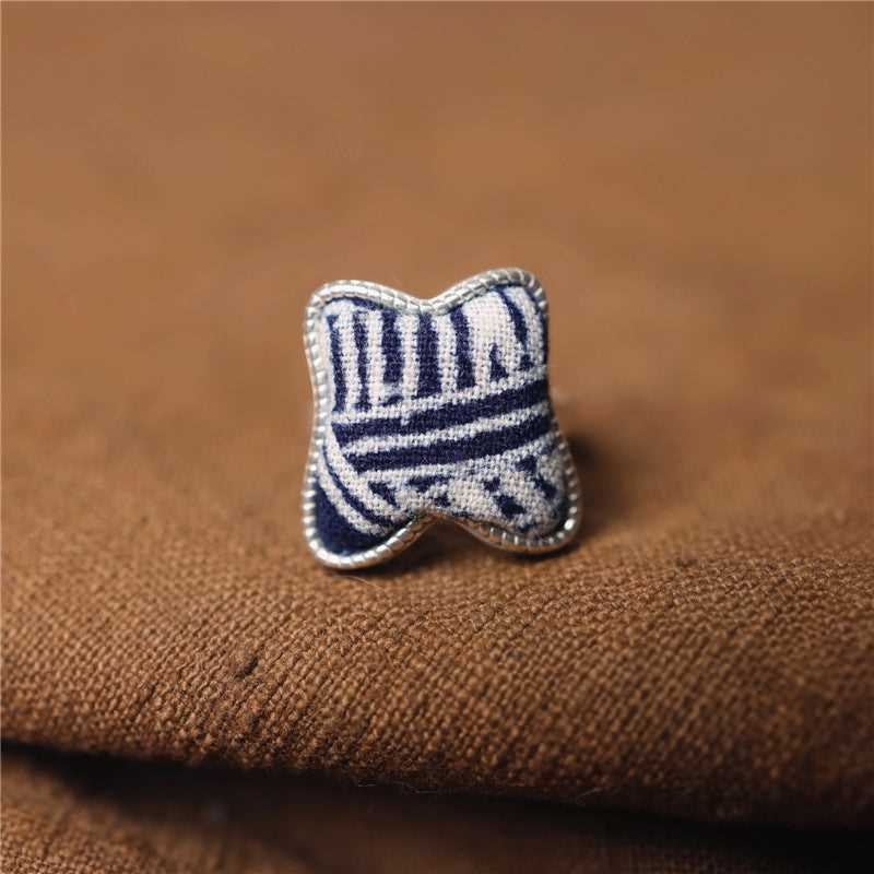 indigo dye 51-70 Miao Silver Indigo Dye Ethnic Style Handmade Batik Ring #129