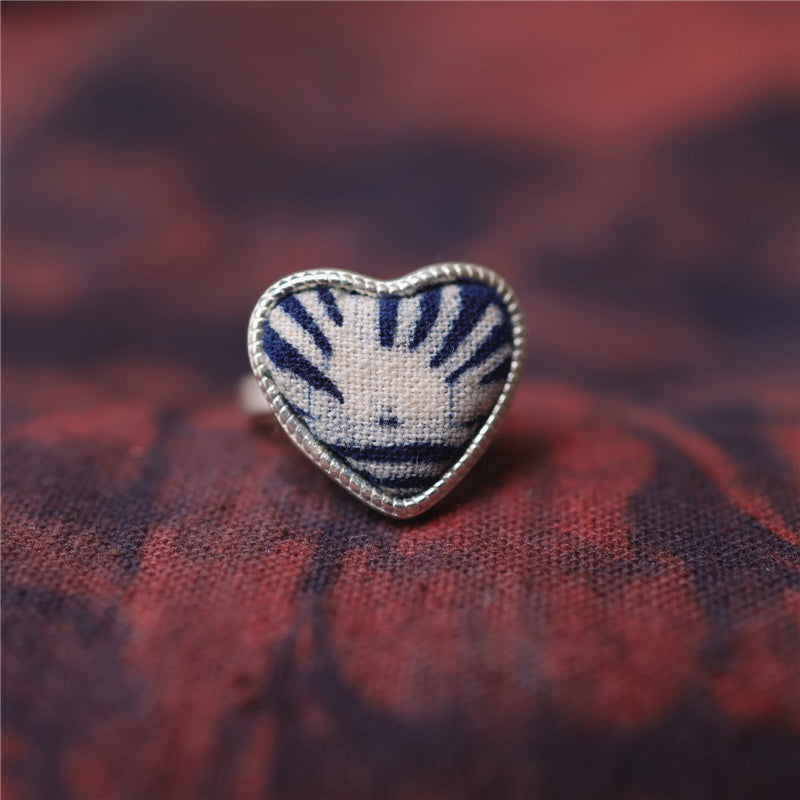 indigo dye 71-100 Miao Silver Indigo Dye Ethnic Style Handmade Batik Ring #129