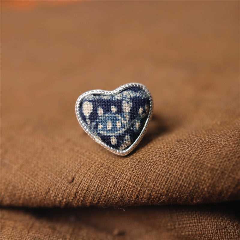 indigo dye 71-100 Miao Silver Indigo Dye Ethnic Style Handmade Batik Ring #129