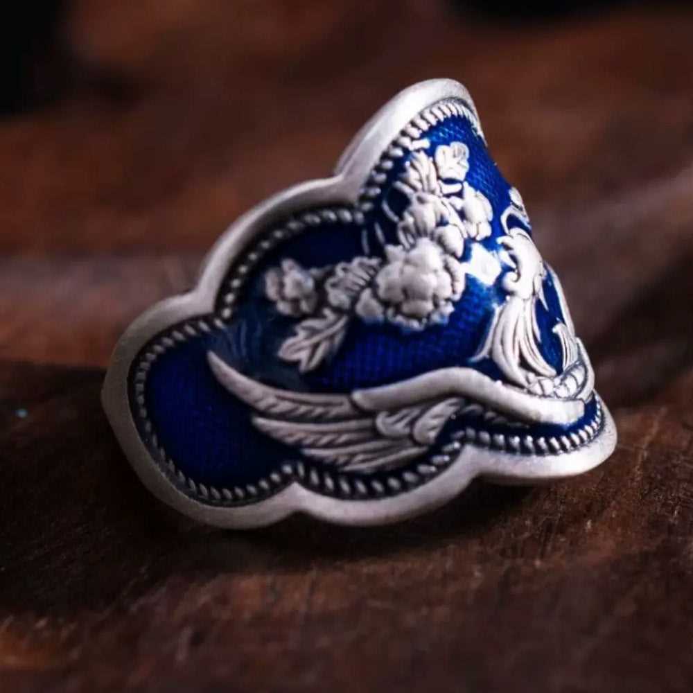 S925 Silver Peony and Phoenix Ring #144