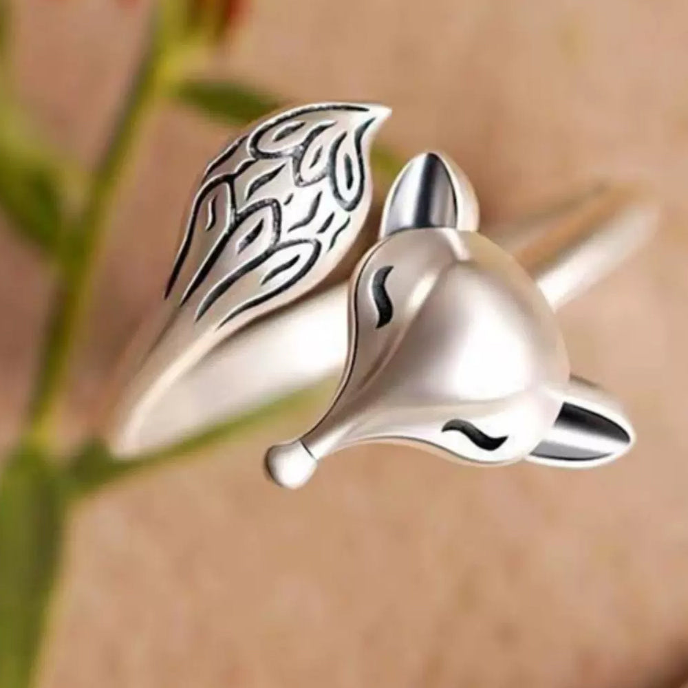 S925 Silver Adjustable Fox Ring #143