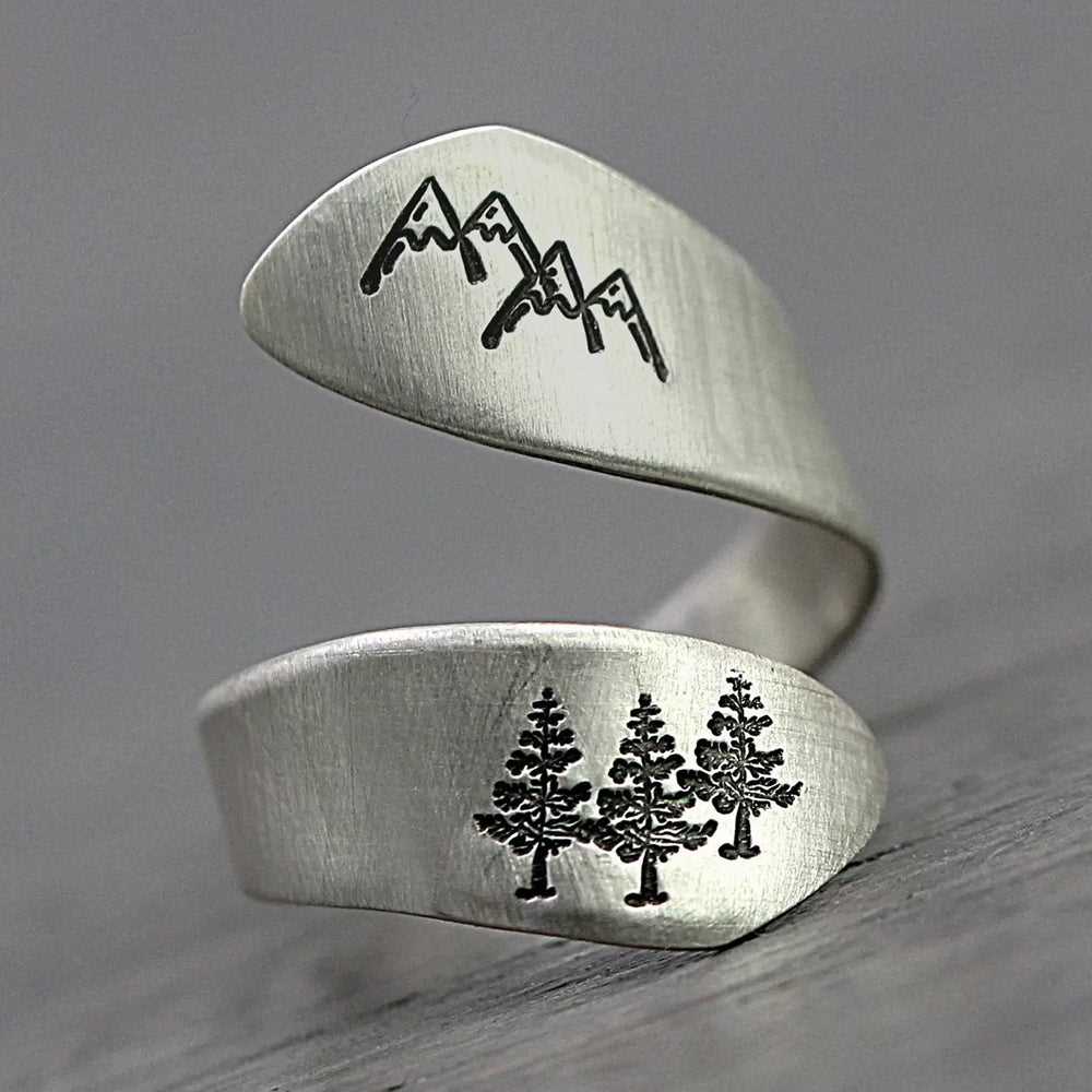 S925 Silver Handmade Mountain Peak and Dandelion Seed Winding Ring #141