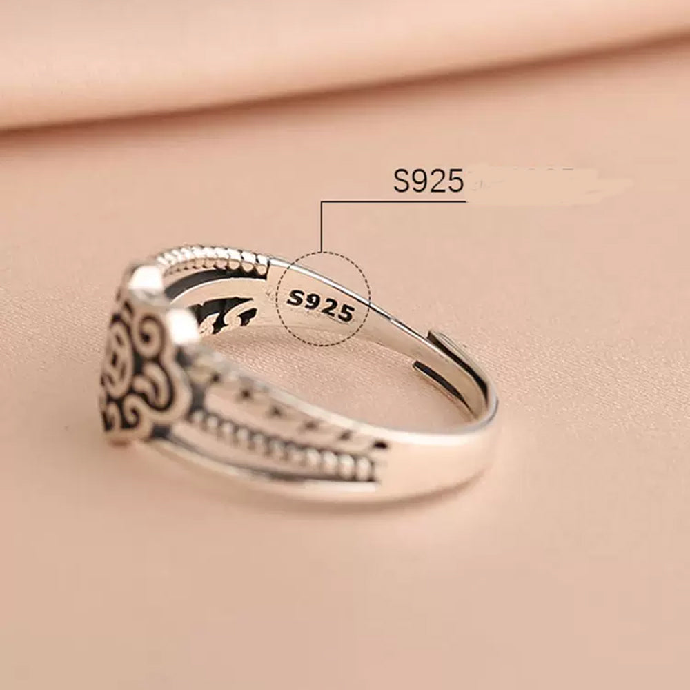 S925 Silver Longevity Lock Wealth Ring #123