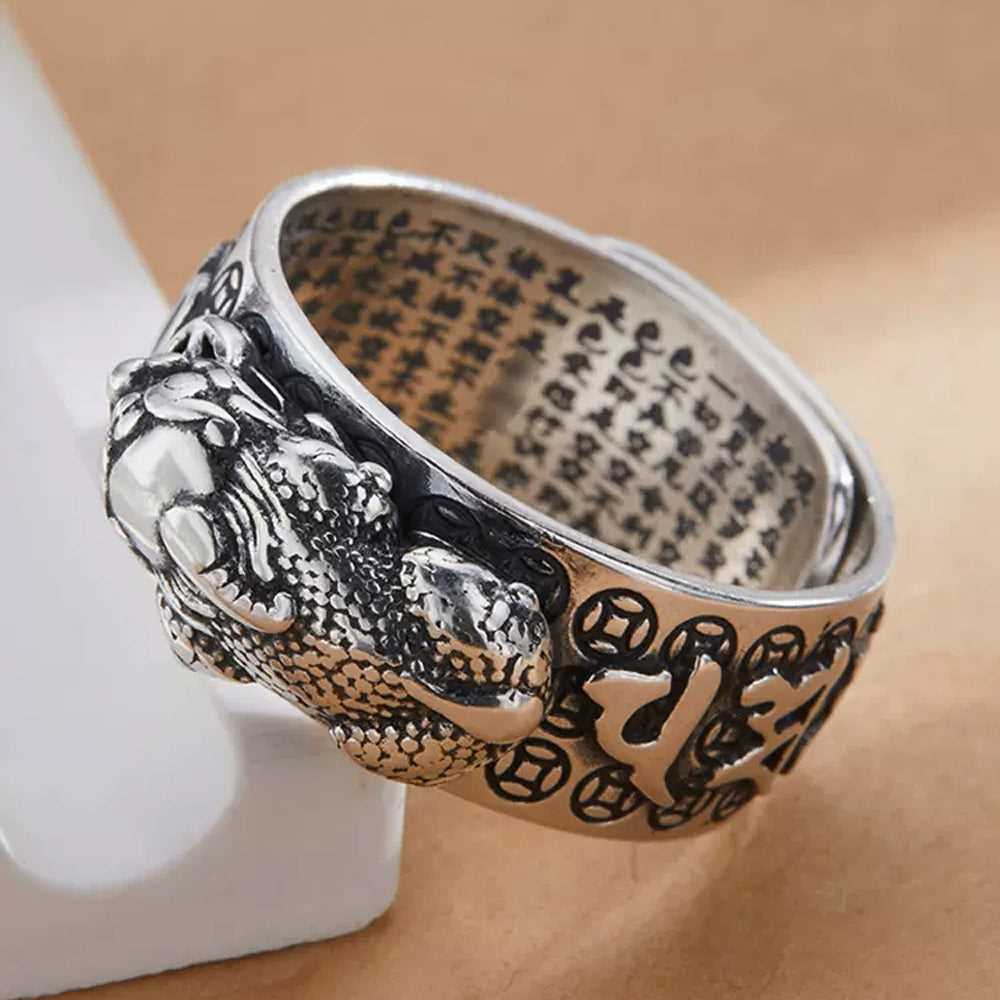 S925 Silver Pi Xiu Heart Sutra Ring #124