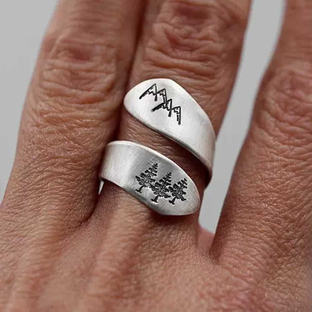 S925 Silver Handmade Mountain Peak and Dandelion Seed Winding Ring #141