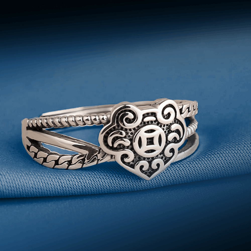 S925 Silver Longevity Lock Wealth Ring #123